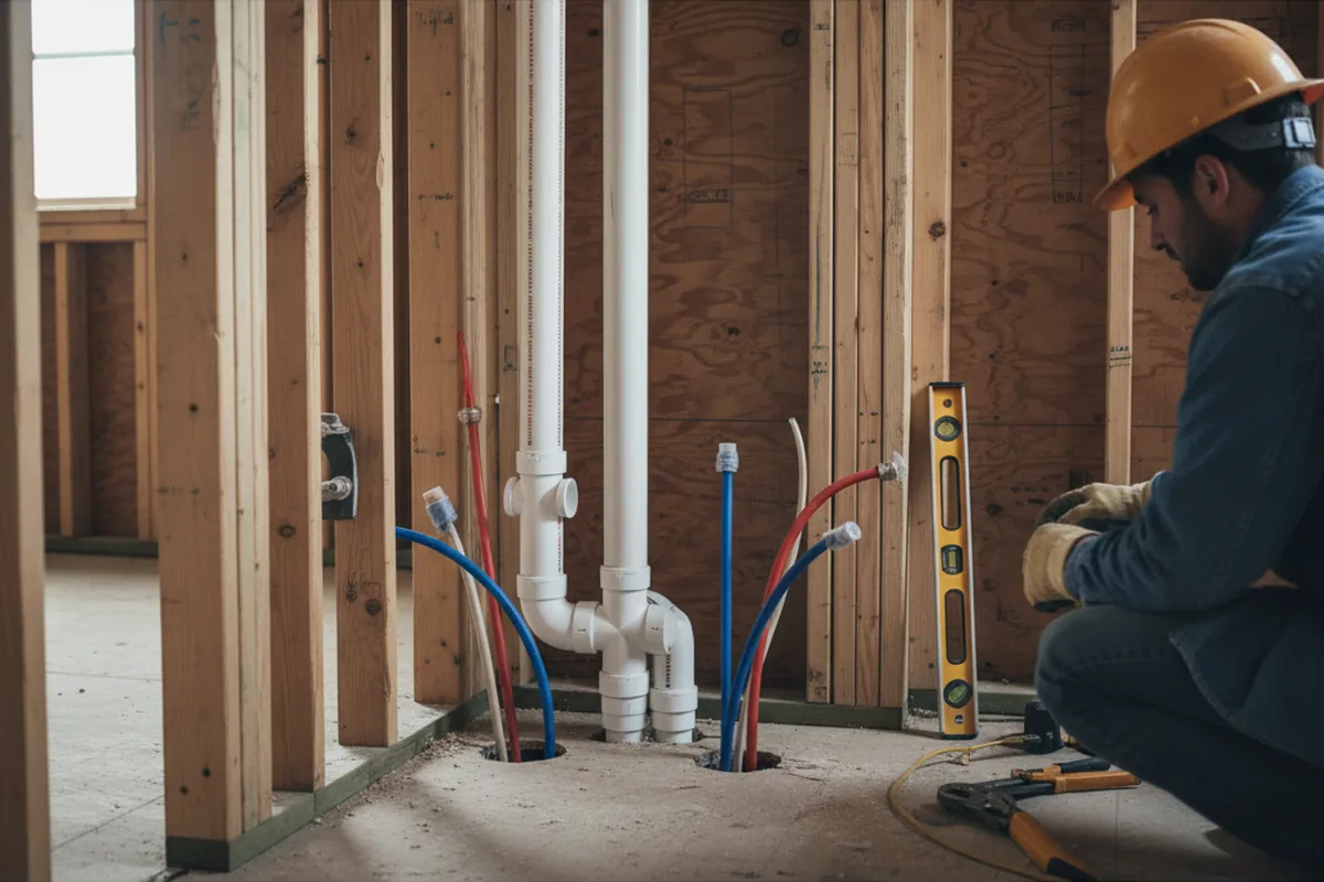 Drain and supply rough-in during Leak Detection in Oaklyn